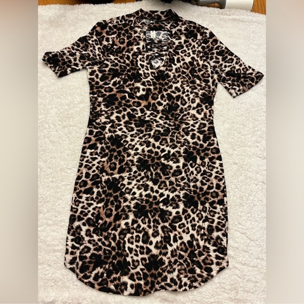 b & b Boutique Chic Leopard Print Mini Dress, NWT, Size M